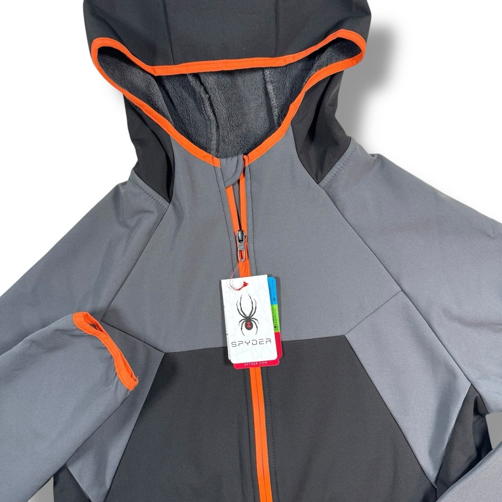 Spyder OMSP175 Men's Full Zip Soft Shell Jacket Polar Size Small Orange Grey